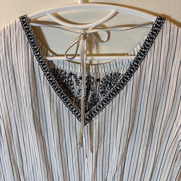 LOFT White Striped Paisley Embroidered Sleeveless Tie Back Dress Medium - Picture 6 of 9